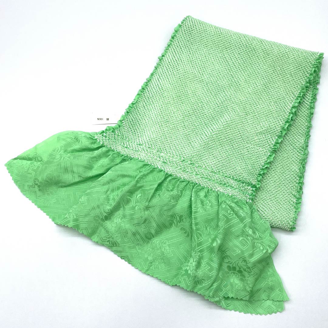 (新古品)帯揚げ 正絹 フォーマル 振袖用 鹿の子絞り 長さ約116cm 幅約18cm NEWランク 緑系 1136000911919