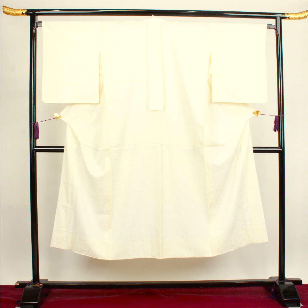 長襦袢 正絹 身丈142cm 裄丈66.5cm 袷 フォーマル 菊 Sランク クリーム系 1129000472615