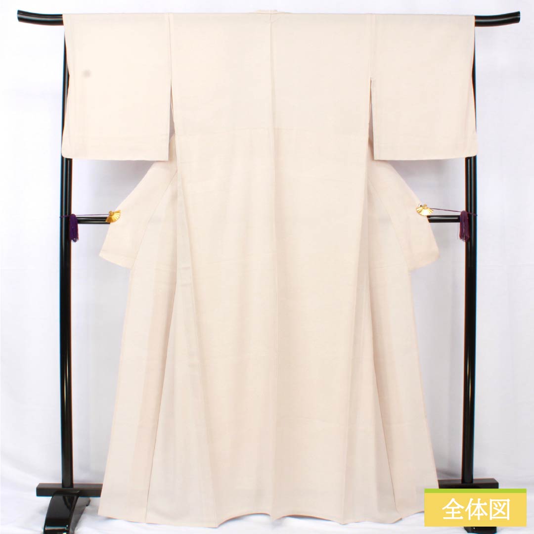 小紋 正絹 身丈164.5cm 裄丈68cm 単衣 白茶色(しらちゃいろ) 丹後ちりめん 極型江戸小紋 染師光擴 彫師双光 Sランク ベージュ系 1115004982425