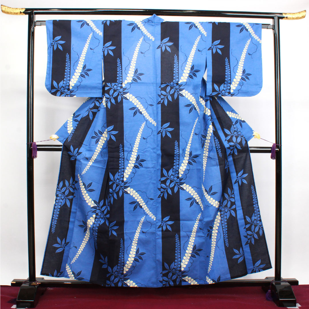 浴衣 しつけ糸付き 未使用品 鈴蘭 木綿 Sランク 単衣 身丈158.5cm 裄丈65cm グラデーション系 1118002912399