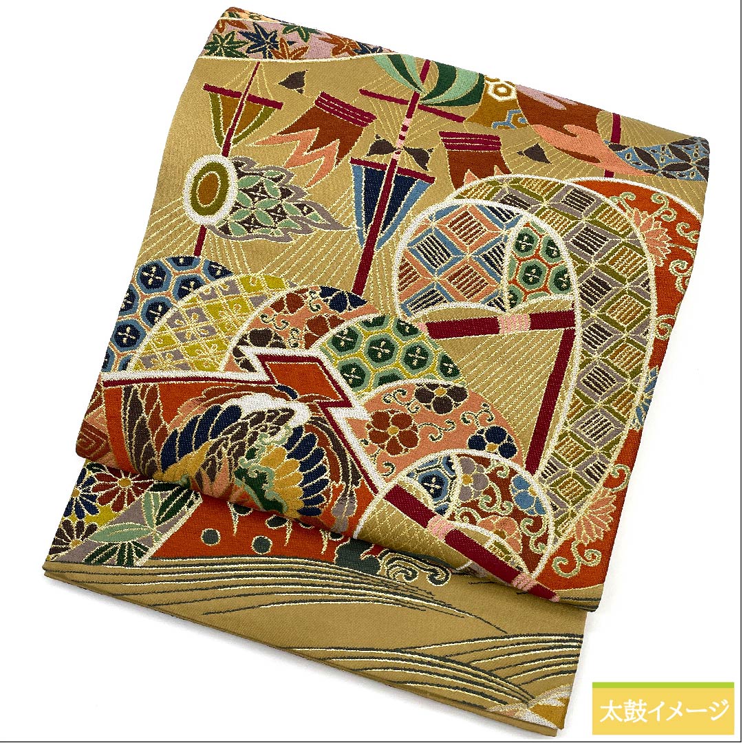 袋帯 胡桃色(くるみいろ) 振袖用 鳳凰 吉祥文様 白綾苑大庭 帯丈430cm 正絹 Sランク 六通 フォーマル 茶系 1123009662314