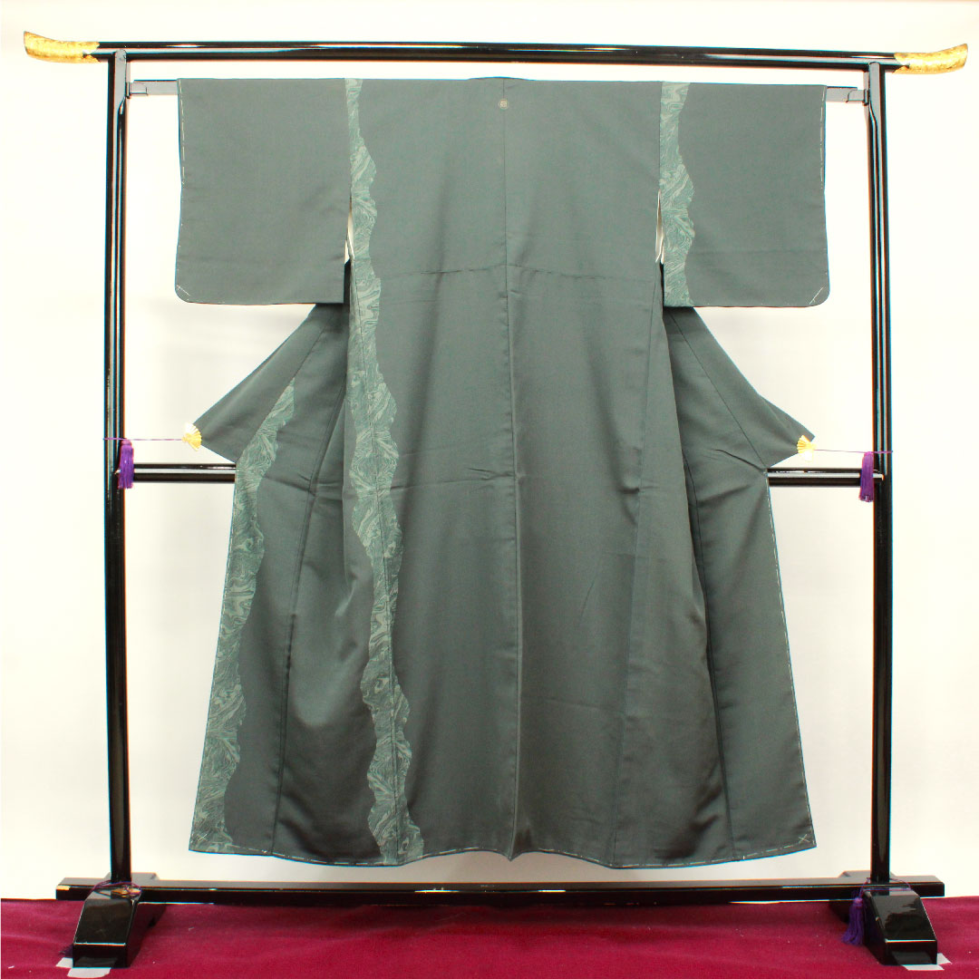 Homongi, lined, length 151cm, sleeve length 61.5cm, iron grey, flowing water, pure silk, A rank, gray, 1112002553222