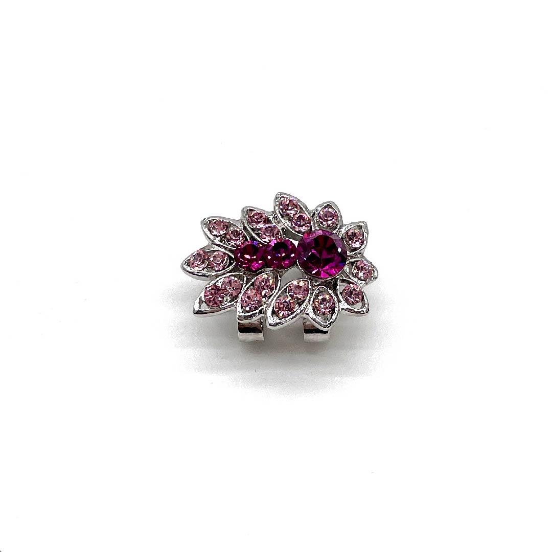(New old stock) Obi clasp, glass, casual, Swarovski, geometric pattern, leaf, length approx. 2cm, width approx. 2.5cm, S rank, pink, 1137001072913