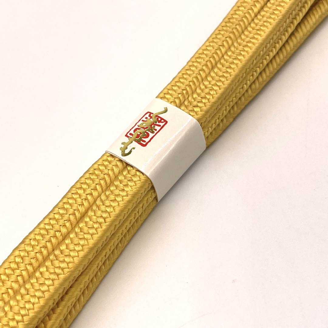 (New old stock) Obijime (belt sash) Pure silk Yellow paper color Crown set New old stock Length approx. 165.5cm Width approx. 1cm Semi-formal NEW rank Yellow 1135003751323