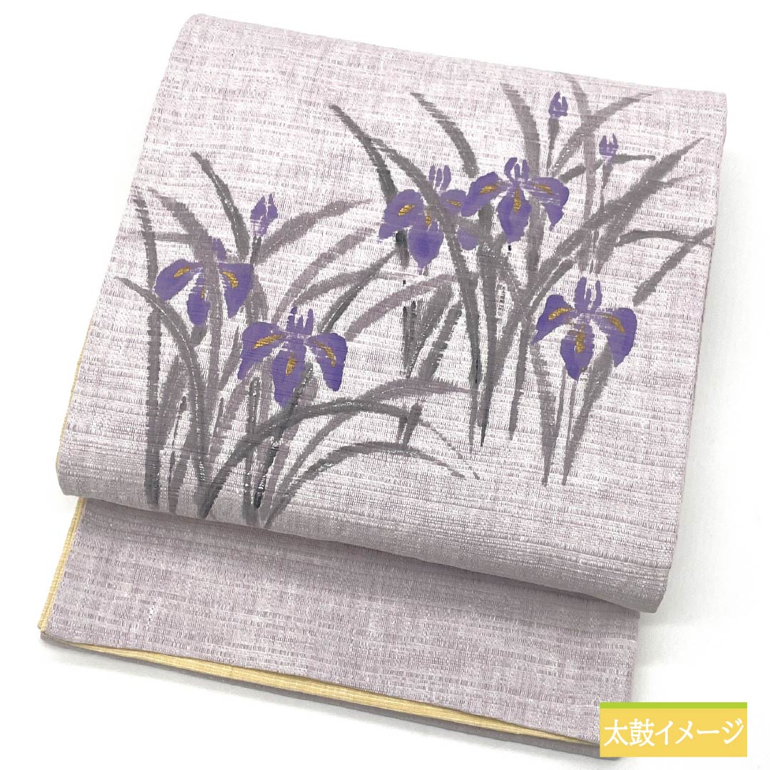 名古屋帯 霞色(かすみいろ) 染め帯 菖蒲 京袋帯 帯丈356cm 木綿 Aランク ポイント柄 カジュアル 紫系 1124006623320 開き仕立て