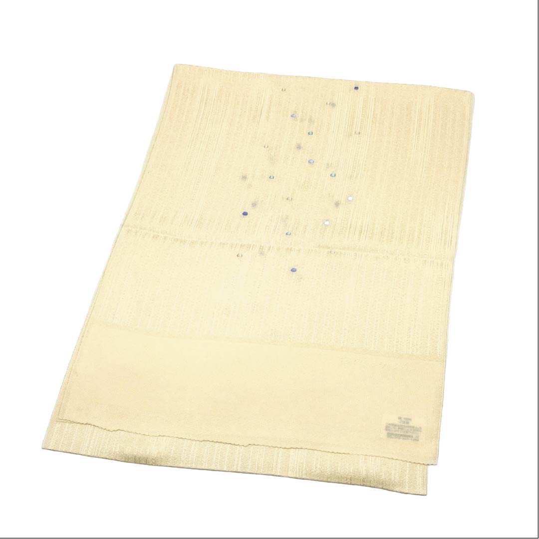 (新古品)帯揚げ 正絹 NEWランク カジュアル 薄卵色(うすたまごいろ) ドット 縞 丹後ちりめん 長さ約174cm 幅約30.5cm クリーム系 1136003211915
