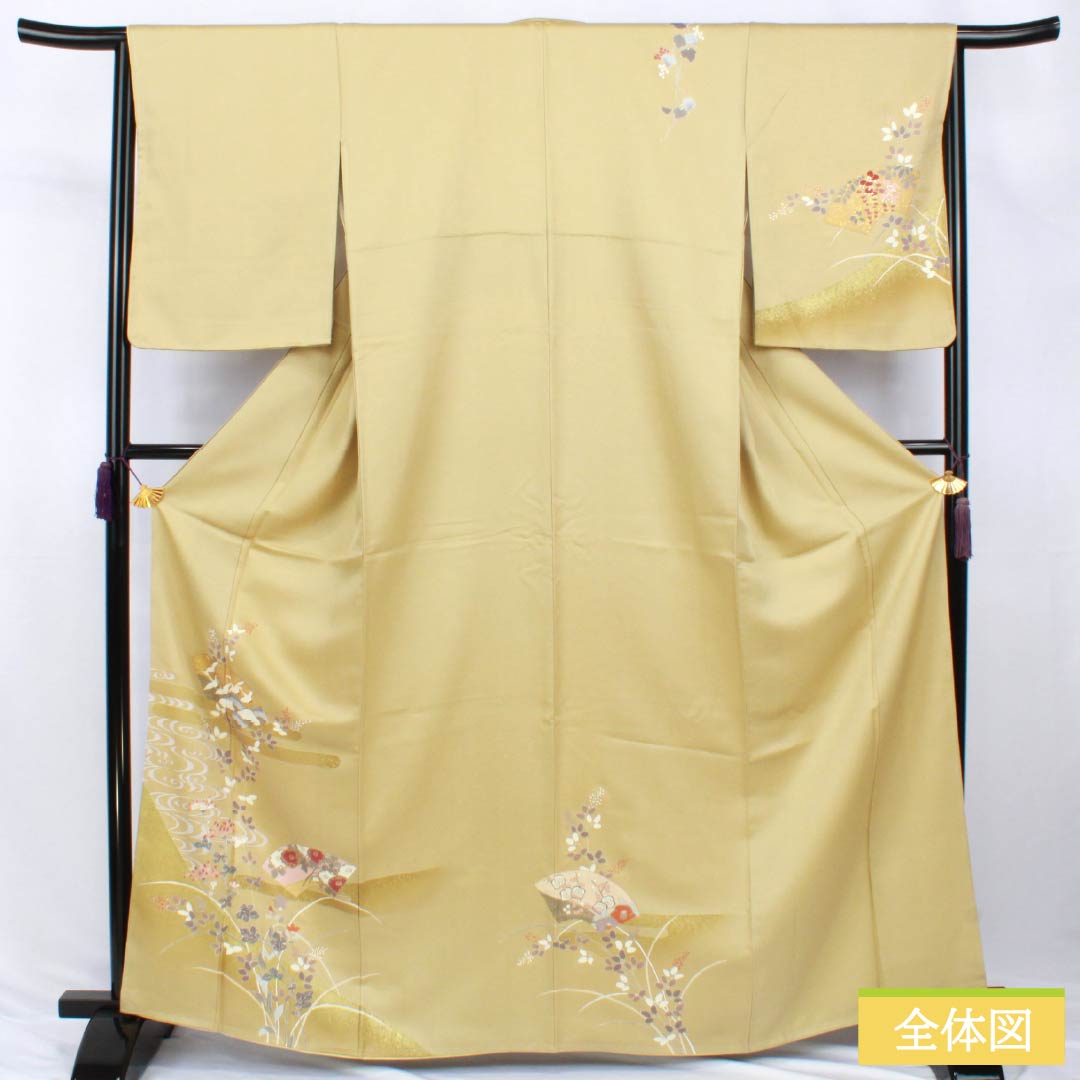訪問着 着物 未使用 正絹 袷 フォーマル 花模様 褐返色 多色 金 身丈159cm 裄65cm M きもの北條 A1135-7 訪問着 着物 未使用 正絹 袷 フォーマル 花模様 褐返色 多色 金 身丈
