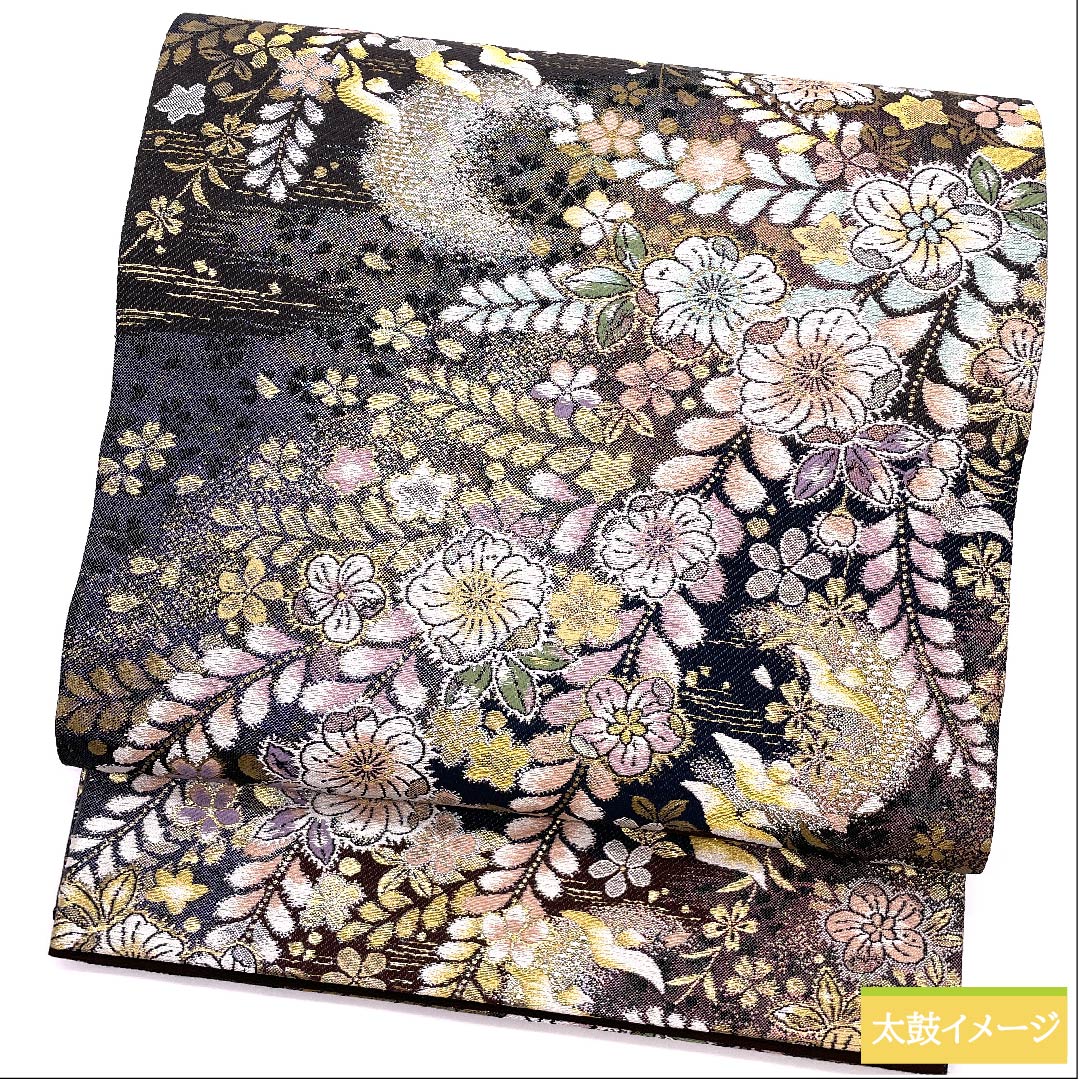 Fukuro Obi Tsujigahana Cherry Blossom Moon Length 430cm Pure Silk S Rank Six-way Formal Gradient 1123010572399