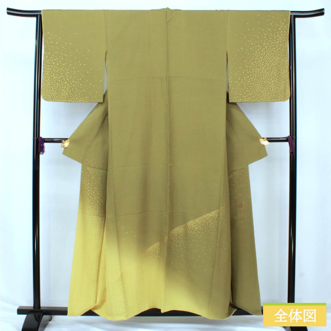 リサイクル着物】訪問着 正絹 Sランク 袷 身丈155cm 裄丈64cm 鶸茶色