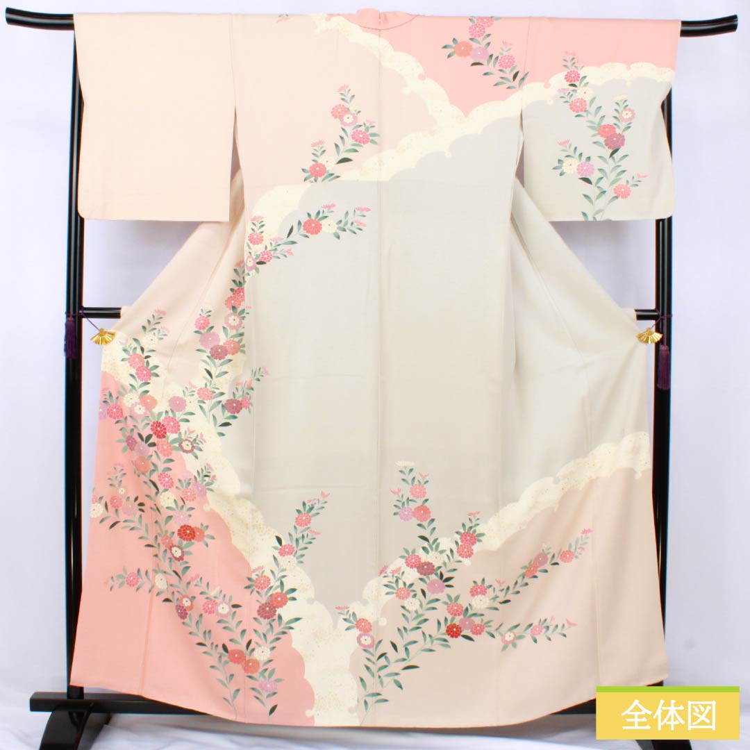 リサイクル着物】訪問着 正絹 Aランク 袷 身丈159.5cm 裄丈66cm 東雲色