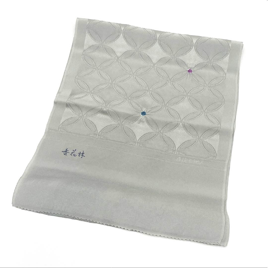 帯揚げ 正絹 Sランク カジュアル 灰色(はいいろ) 七宝つなぎ 丹後ちりめん 長さ約154cm 幅約30cm グレー系 1136002032922