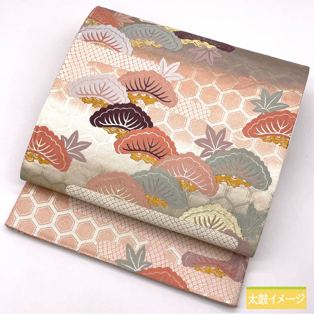 袋帯 正絹 留袖用 亀甲 松 紅葉 帯丈426cm Aランク 六通 フォーマル グラデーション系 1123014563399