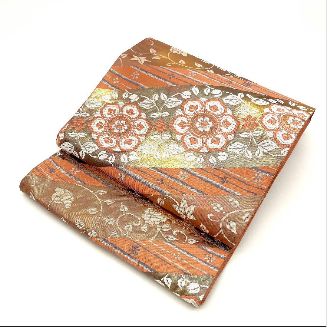 (未仕立)袋帯 緋褪色(ひさめいろ) 正倉院裂文 帯丈434cm 正絹 Sランク 六通 フォーマル ピンク系 1123002892313