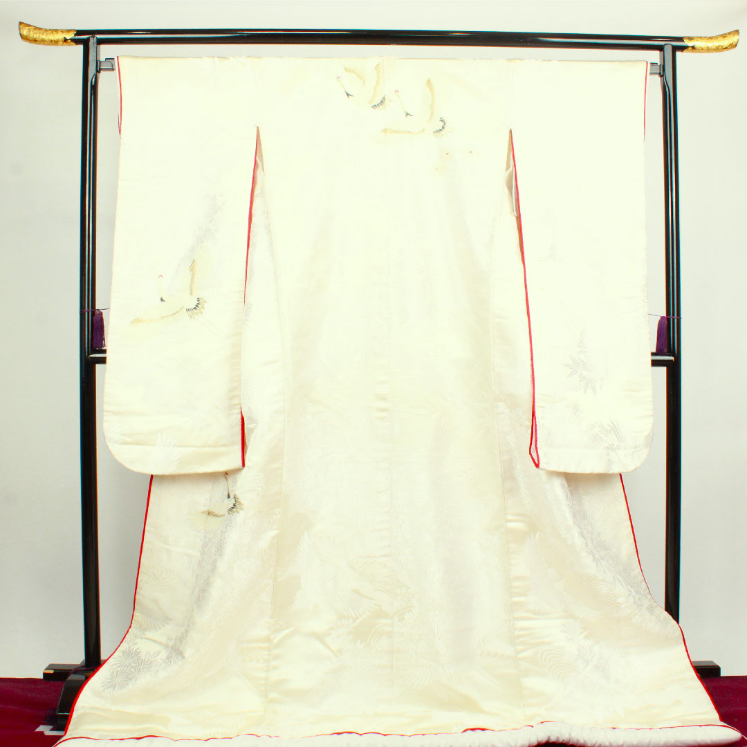 白無垢 身丈191cm 唐織 春爛百花紋 正絹 Bランク 袷 白系 1110000544911