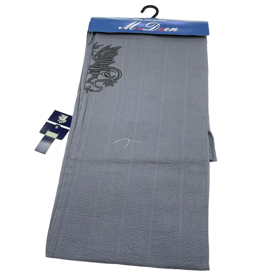 (新品)メンズ浴衣 木綿 NEWランク 身丈150cm 裄丈69cm 鉛色(なまりいろ) MDeen ドラゴン 龍 単衣 グレー系 1138000441322