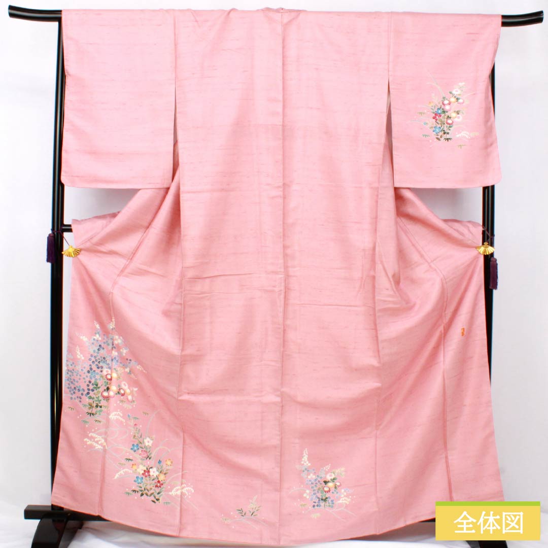 リサイクル着物】訪問着 正絹 Bランク 袷 身丈167cm 裄丈66cm 似桃色