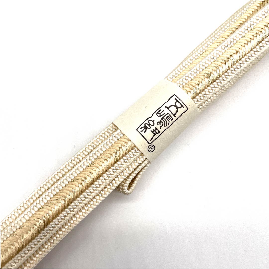 (New old stock) Silk obi-jime (sash fastener) - quarter cord - Tonokoiro (tonokoiro) - Goshima cord - Edo braid - long - length approx. 175cm, width approx. 1.5cm - semi-formal - S rank - cream color - 1135000552915