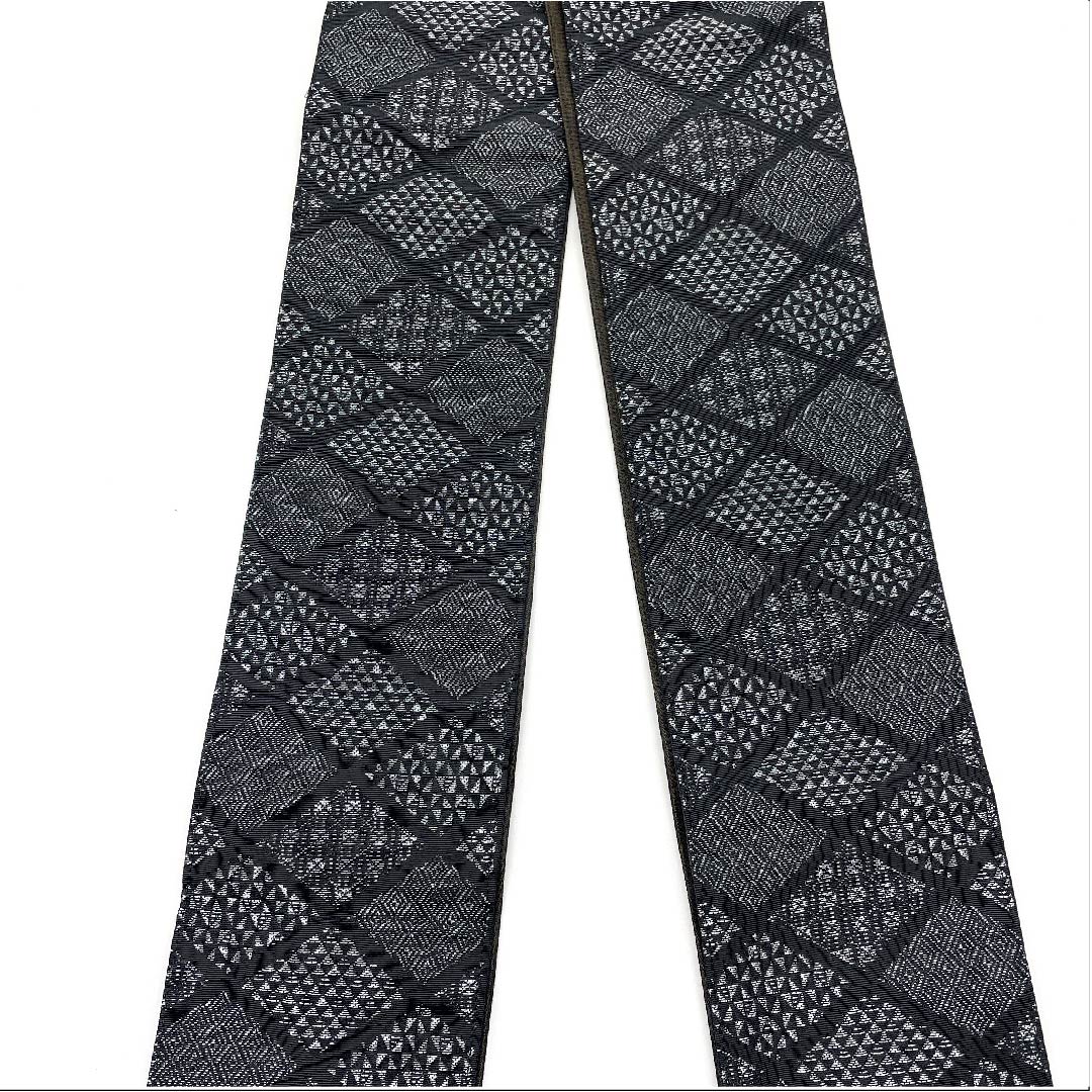 角帯 ポリエステル 黒色 菱模様 未使用品 帯丈419cm 幅10.5cm NEWランク 黒系 1134000161910