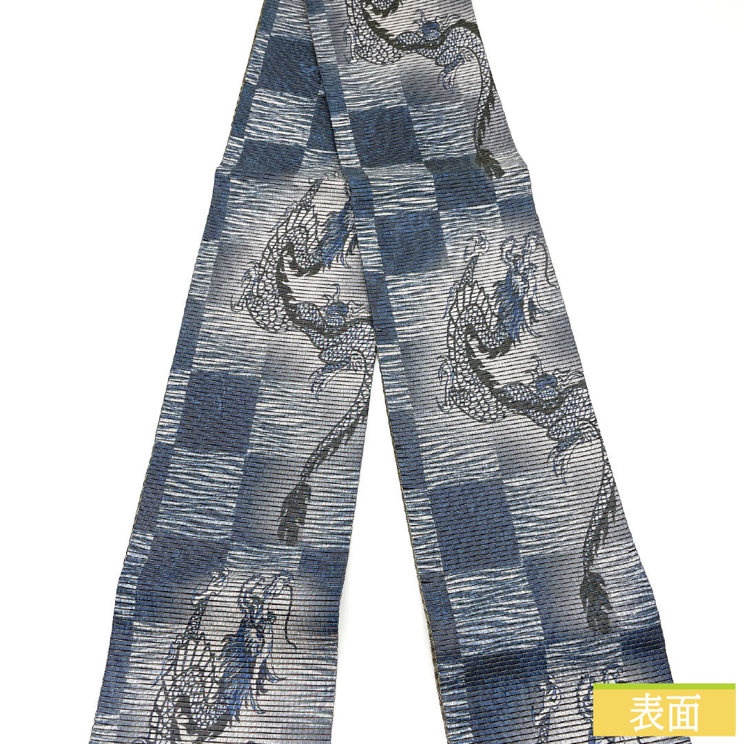 リサイクル着物】（新品未使用品）半幅帯 正絹 NEWランク 龍 紙布