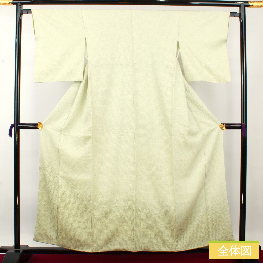 Komon, pure silk, length 159.5cm, sleeve length 63.5cm, lined, light yellow-green, all-dyed, A rank, green, 1115004373319