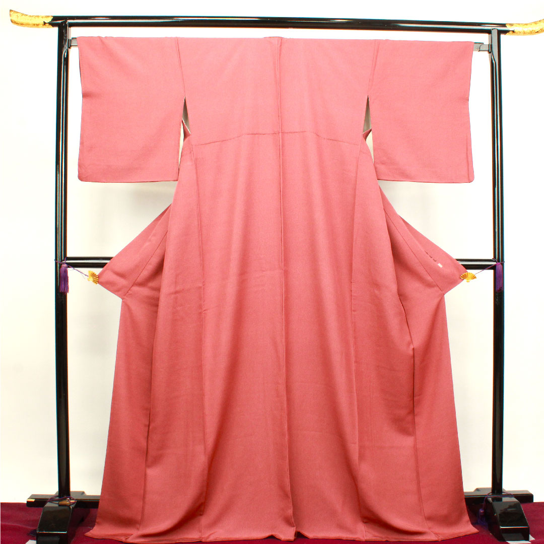 小紋 身丈172cm 裄丈67.5cm 袷 蘇芳色 江戸小紋 草木染 行儀 正絹 Sランク 赤系 1115003502612