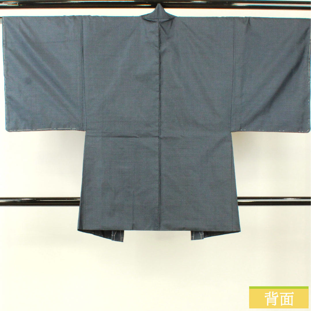 男士纯丝,长度 88.5 厘米,袖长 67 厘米,大岛紬,纬絣,羽织,附疏缝线,S 级,衬里,海军蓝,1119000882118