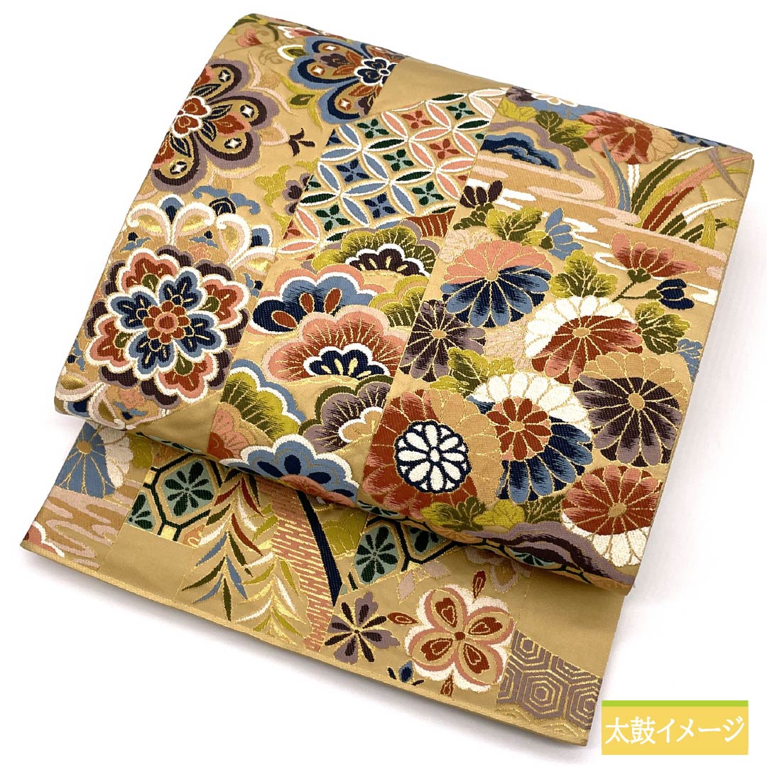 袋帯 正絹 東京白茶色(とうきょうしらちゃいろ) 留袖用 白綾苑大庭 振袖用 吉祥文様 帯丈440cm Aランク 六通 フォーマル ベージュ系 1123014433325