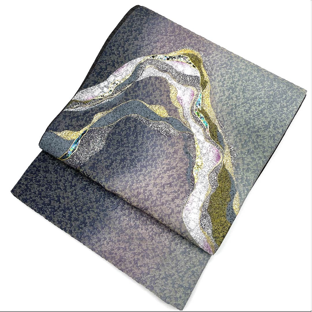 袋帯 螺鈿 幾何学模様 帯丈436cm 正絹 Sランク ポイント柄 カジュアル グラデーション系 1123007112399