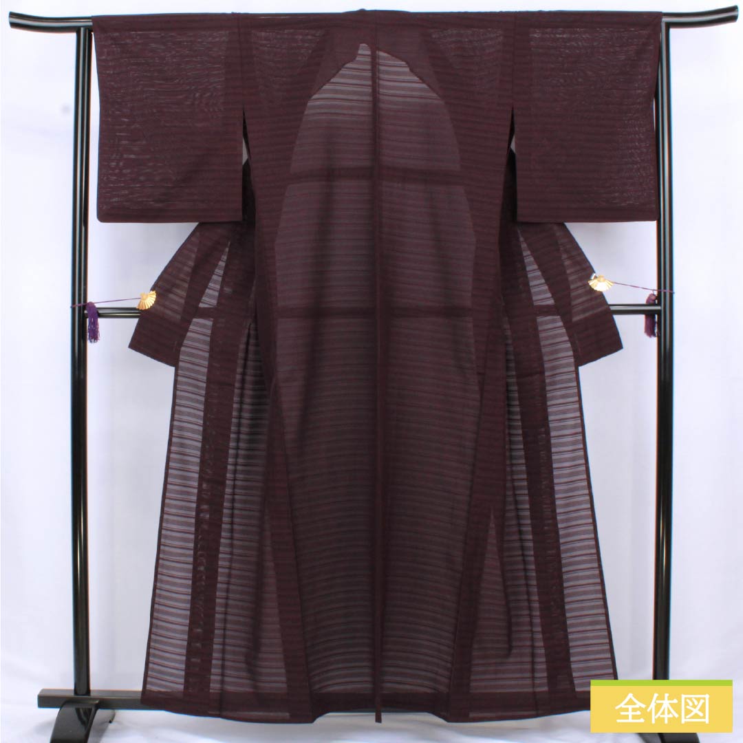 夏物 正絹 色無地 身丈159cm 裄丈64.5cm 二人静色(ふたりしずかいろ) 絽 Aランク 紫系 1132002733320