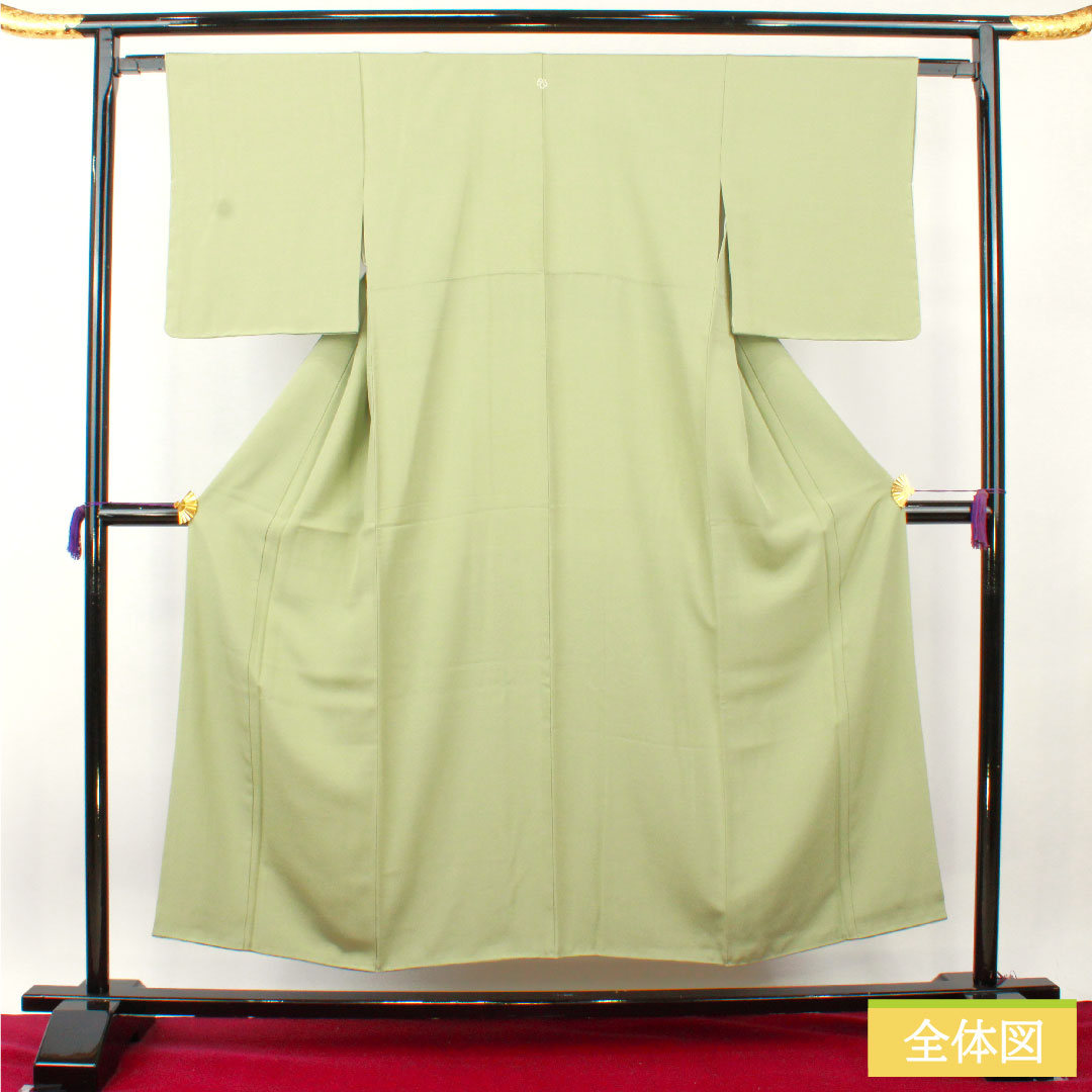 色無地 正絹 身丈151.5cm 裄丈63.5cm 青磁色(せいじいろ) 素無地 中陰蔦 袷 Sランク 緑系 1114001522219