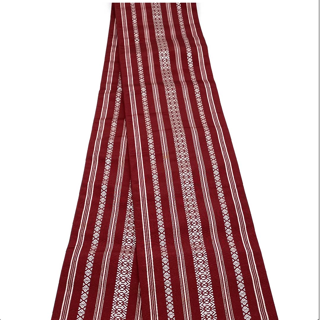 半幅帯 正絹 帯丈372cm 牛血紅色(ぎゅうけつこういろ) 献上柄 博多織 赤系 Aランク 1125001403312