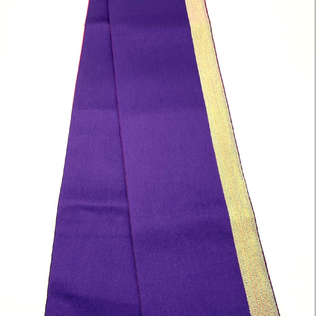 半幅帯 ポリエステル 帯丈356cm 菫色(すみれいろ) 無地 苺色(いちごいろ) リバーシブル 紫系 Sランク 1125001552320