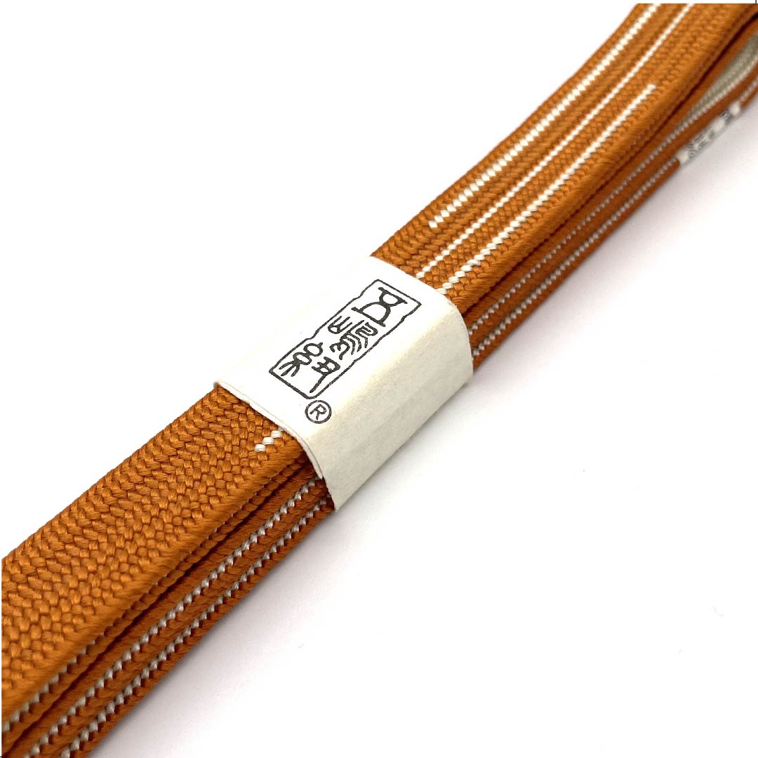 (新古品) 帯締め 正絹 四分紐 濃朽葉色(こいくちばいろ) 五嶋紐 江戸組紐 新古品 長さ約165cm 幅約1.7cm カジュアル Sランク 橙系 1135002972326