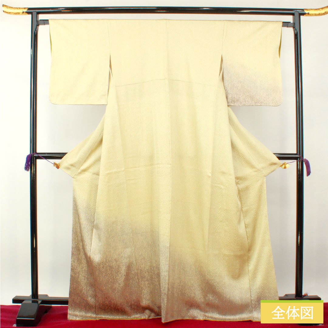Homongi, pure silk, lined, length 167.5cm, sleeve length 65cm, pale yellow, tornado tie-dye, with basting thread, unused, S rank, cream color, 1112003972515
