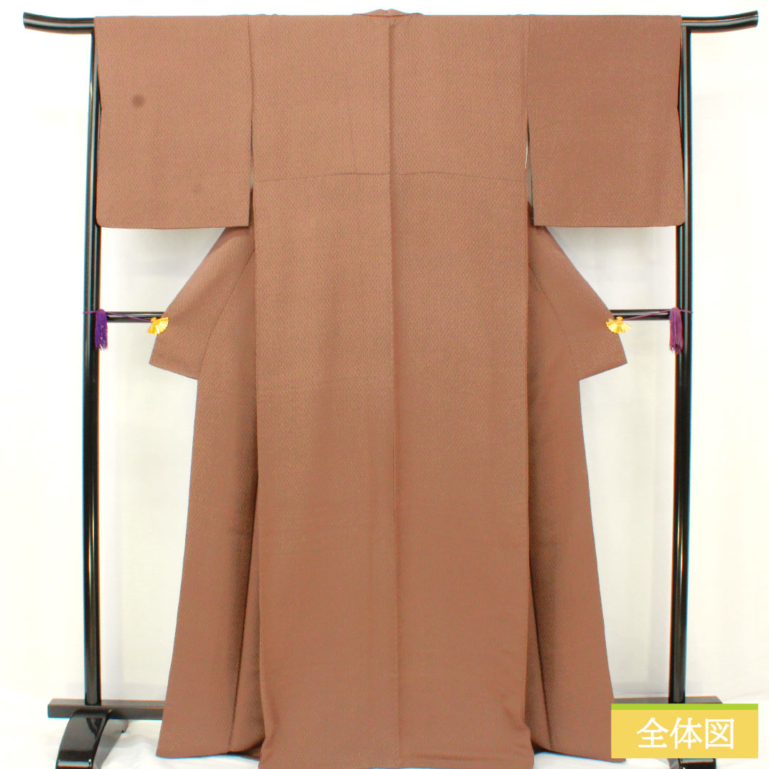 Komon, pure silk, length 167cm, sleeve length 65.5cm, lined, dark grey, geometric pattern, A rank, brown, 1115004733514