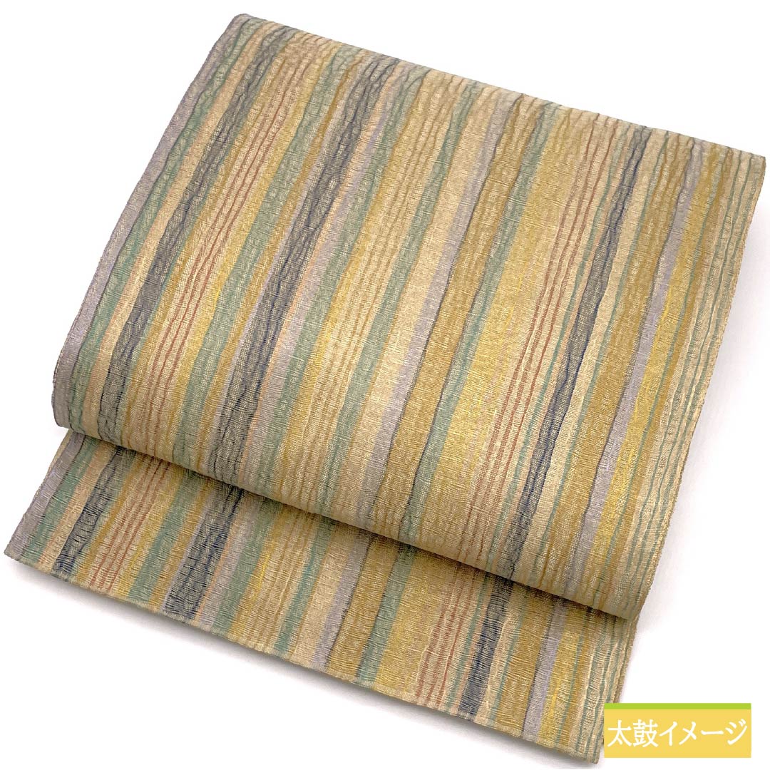 袋帯 正絹 縞 夏帯 帯丈456cm Sランク 全通 セミフォーマル グラデーション系 1123014652499