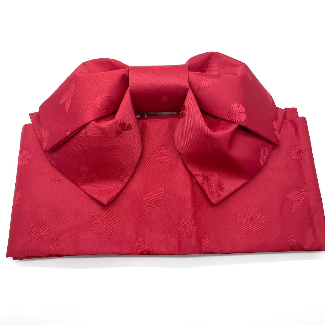 作り帯 ポリエステル 茜色(あかねいろ) 桜 浴衣用 Sランク 赤系 1131000692912