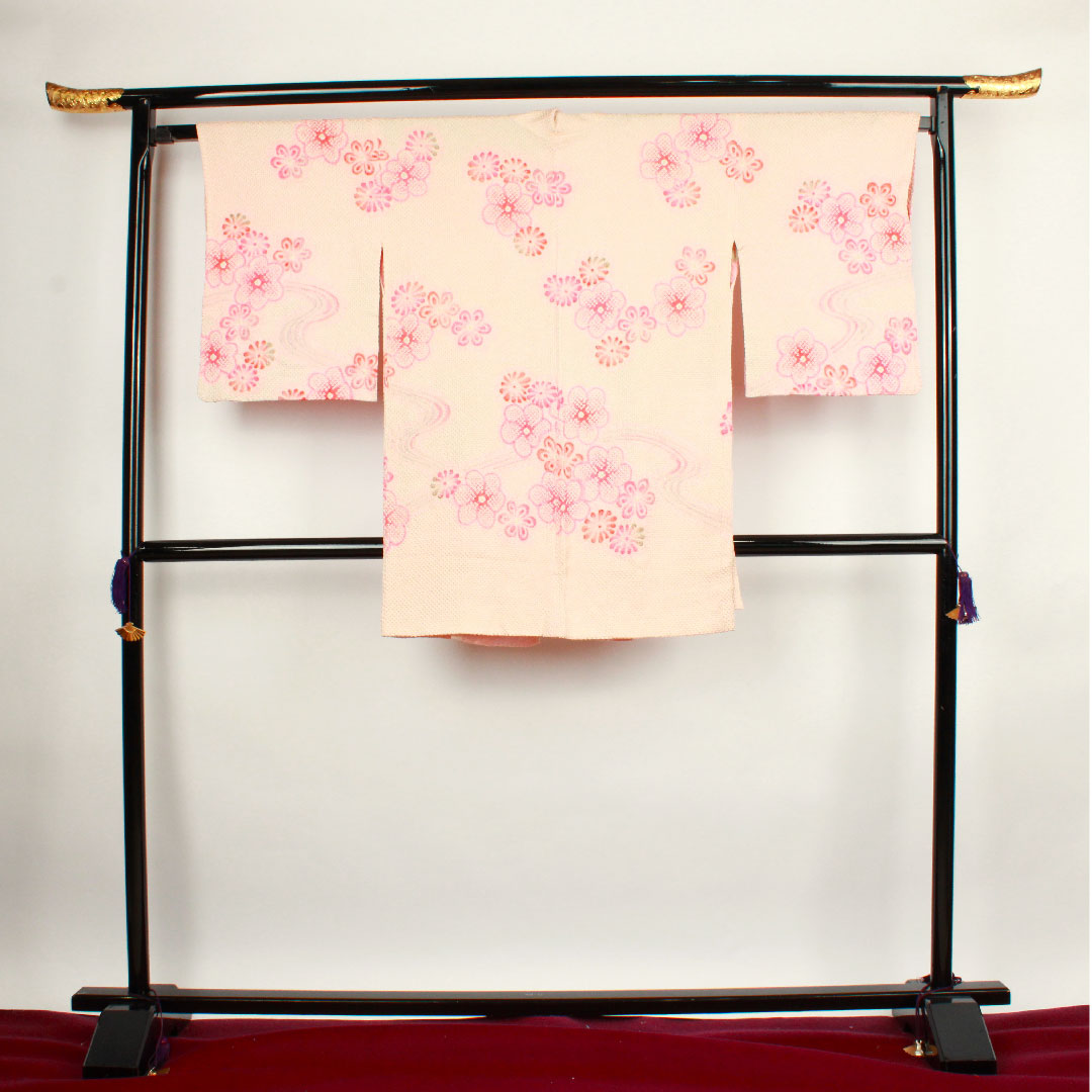 道中着 身丈90.5cm 裄丈63.5cm 曙色 花模様 正絹 Sランク 袷 ピンク系 1117000372913