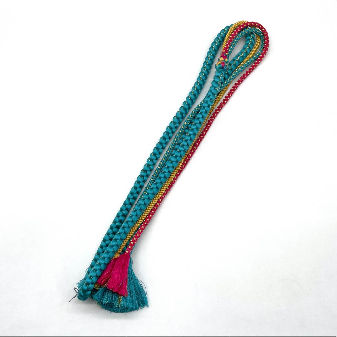 Obijime, pure silk, S rank, asagi-iro (pale green/blue), marugumi (round braid), length approximately 171cm, width approximately 1cm, for furisode, light blue tones, 1135006062424