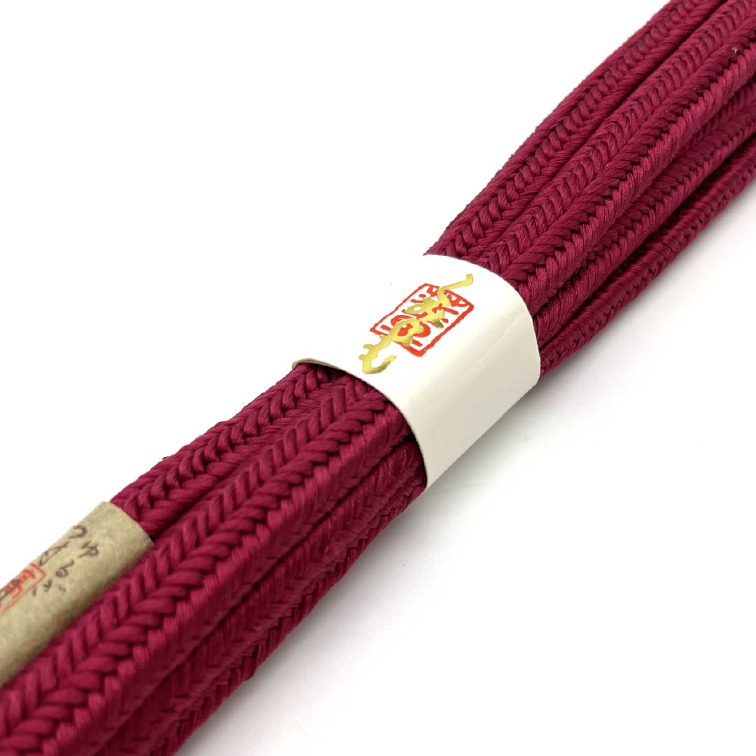 (New old stock) Obijime (belt sash) made of pure silk, red hibiscus color, crown set, new old stock, length approx. 160cm, width approx. 1cm, semi-formal, new rank, pink, 1135003551313