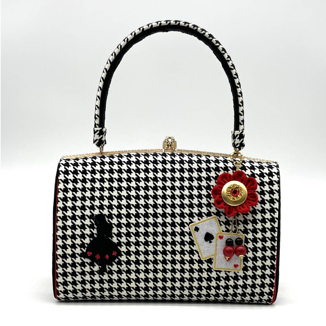 和装バッグ カジュアル 黒色(くろいろ) 千鳥格子 不思議の国のアリス トランプ 黒系 NEWランク 113900060110