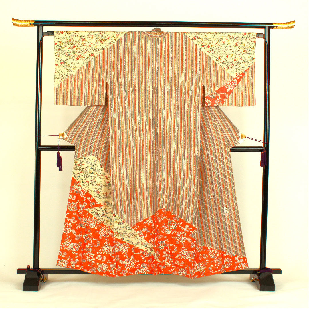 訪問着 袷 身丈159.5cm 裄丈66cm 作家物 型染 正絹 Sランク 茶系 1112000632314