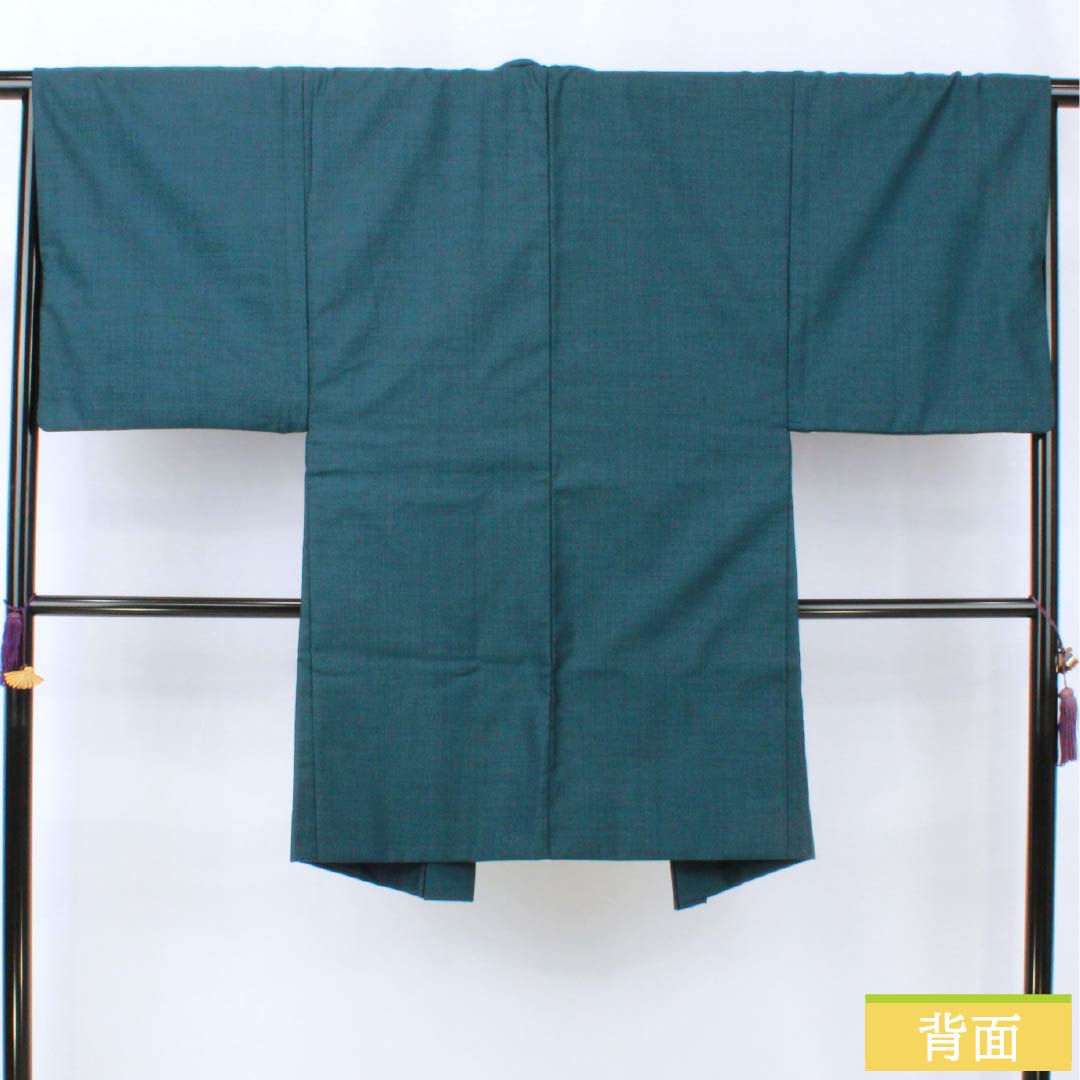 Men's wool kimono, B-rank, length 99cm, sleeve length 67cm, Noshime Hanairo (flower-patterned wrapping), blue wool, product number 1119001434117