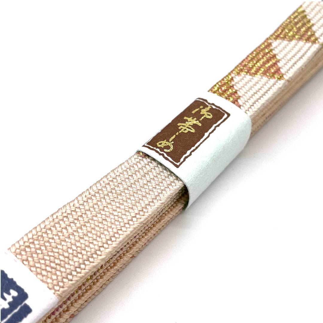 (新古品) 帯締め 正絹 四分紐 薄肉色(うすにくいろ) 手組紐 鱗 金属糸使用 長さ約162cm 幅約1.5cm セミフォーマル Sランク ベージュ系 1135002852325