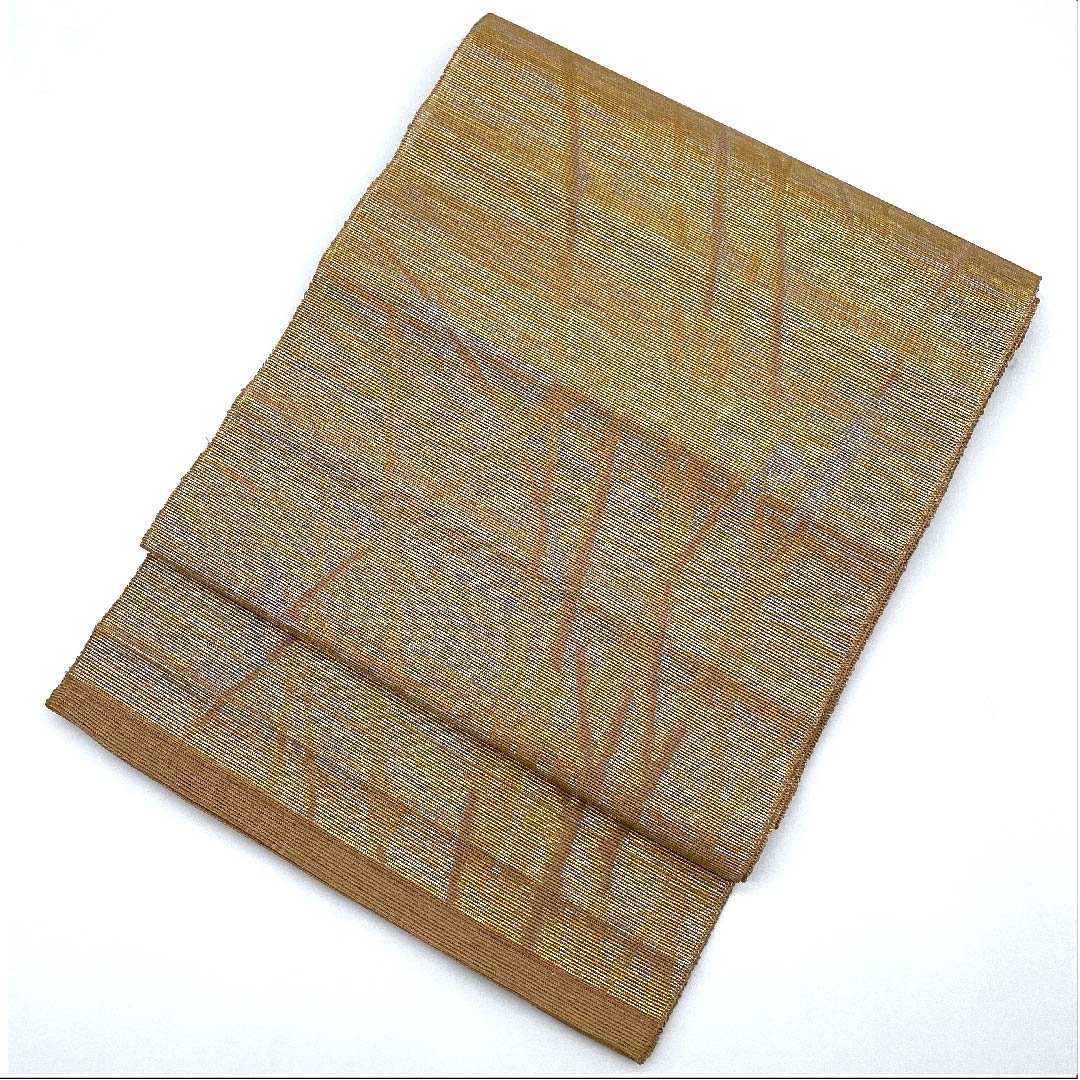 名古屋帯 金色 夏帯 絽 抽象模様 帯丈398cm 正絹 Aランク 全通 セミフォーマル 金系 1124004463321 開き仕立て