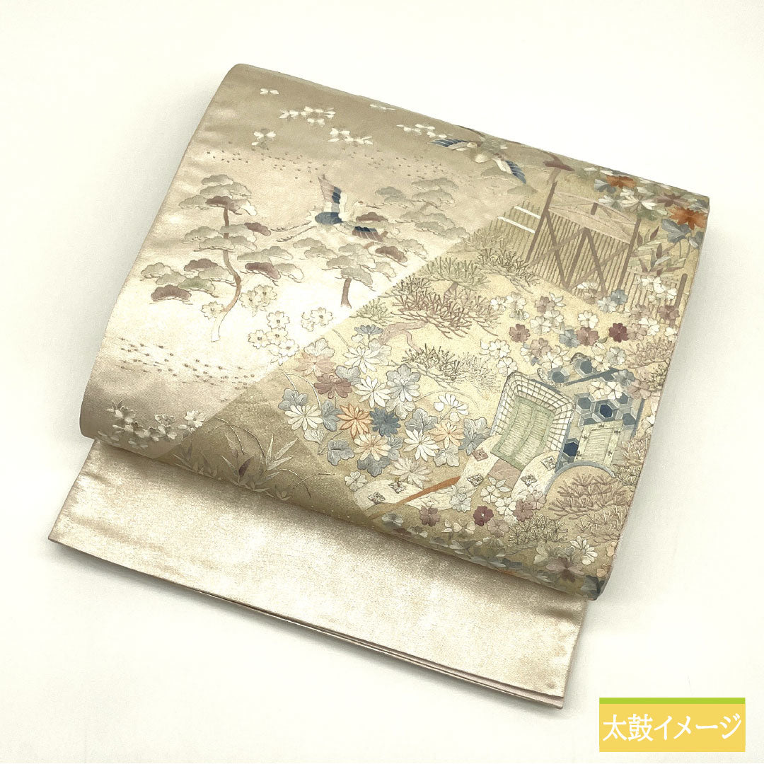 袋帯 正絹 Aランク 引箔 蘇州刺繡 祭王之夢 吉祥文様 留袖用 帯丈442cm ポイント柄 フォーマル 銀系 1123016413322