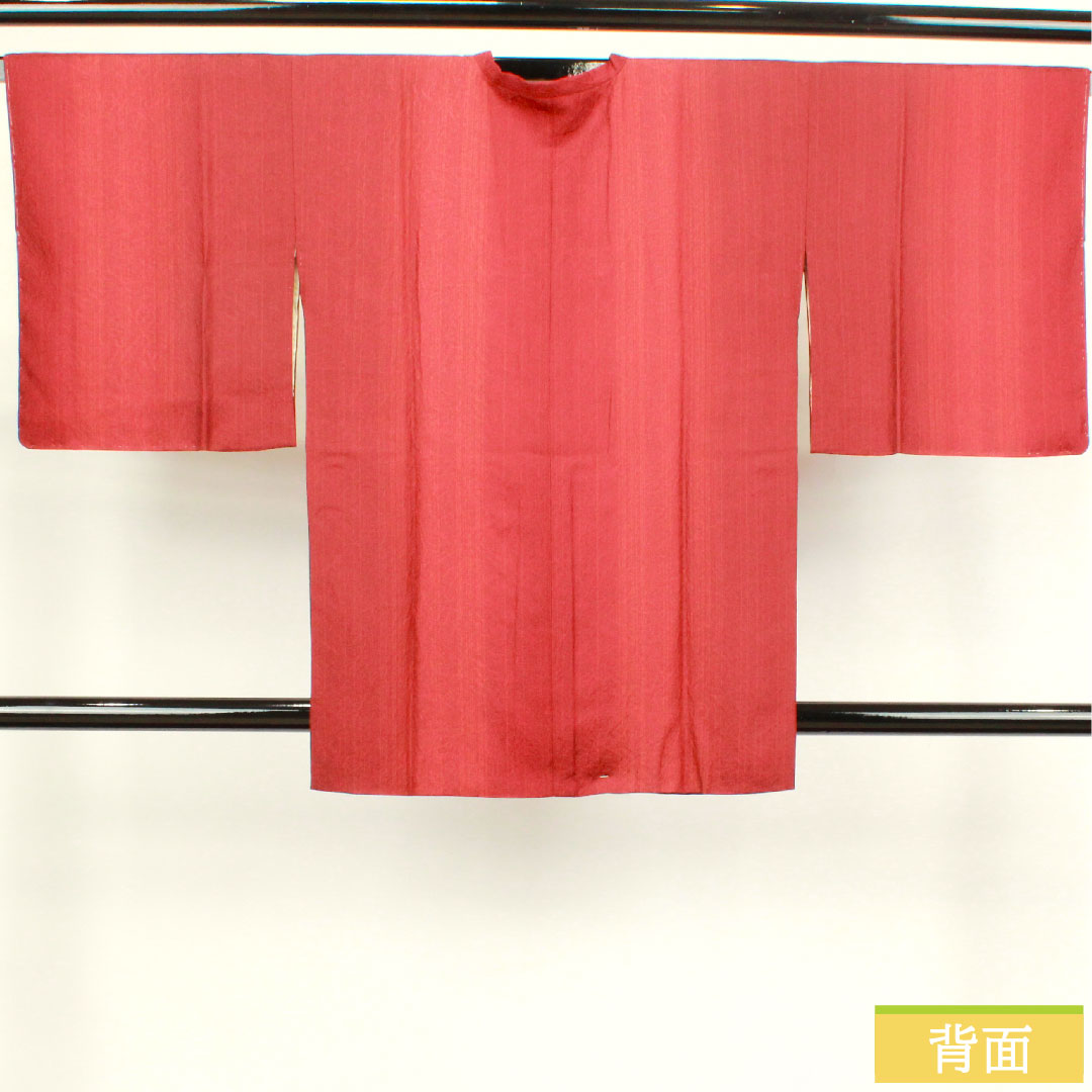 道行コート 正絹 身丈85cm 裄丈67cm 深緋色 抽象模様 Sランク 袷 赤系 1117000812912