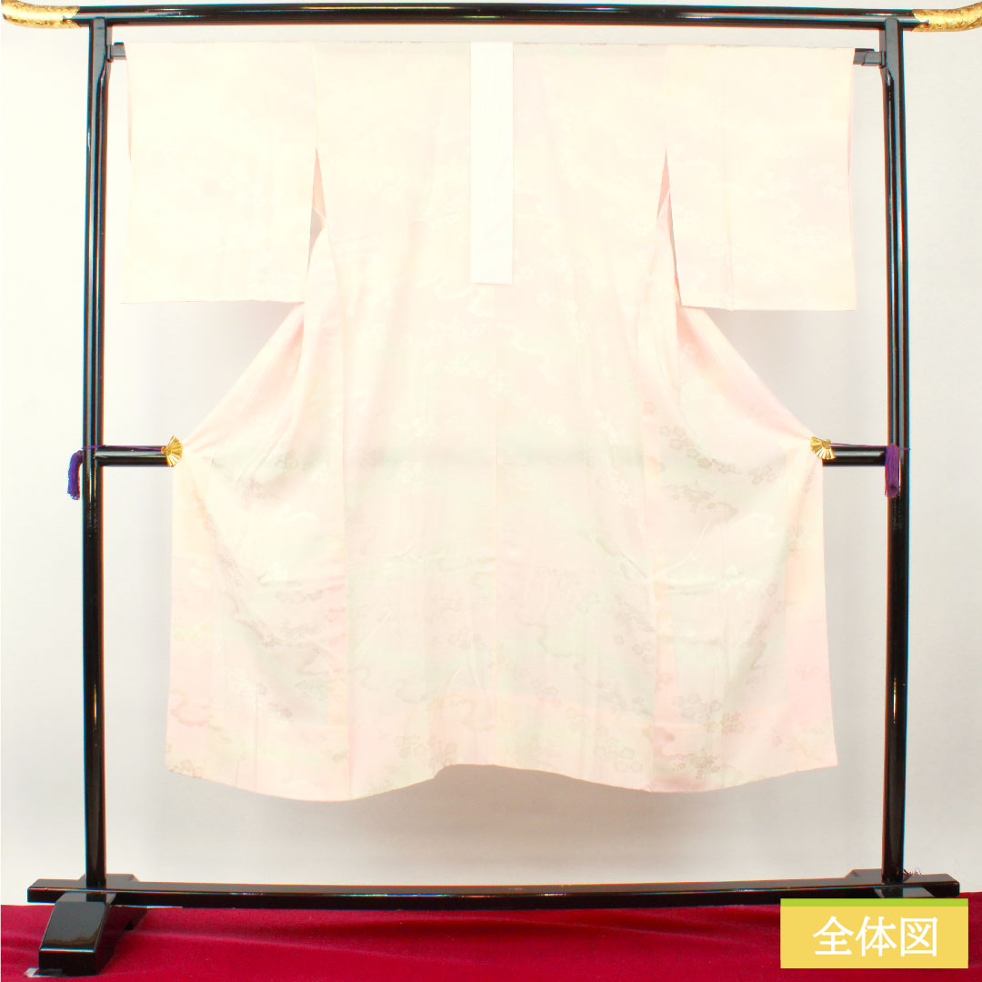 長襦袢 正絹 身丈140.5cm 裄丈69.5cm 単衣 曙色(あけぼのいろ) ボカシ染 吉祥文様 Aランク ピンク系 1129000683513