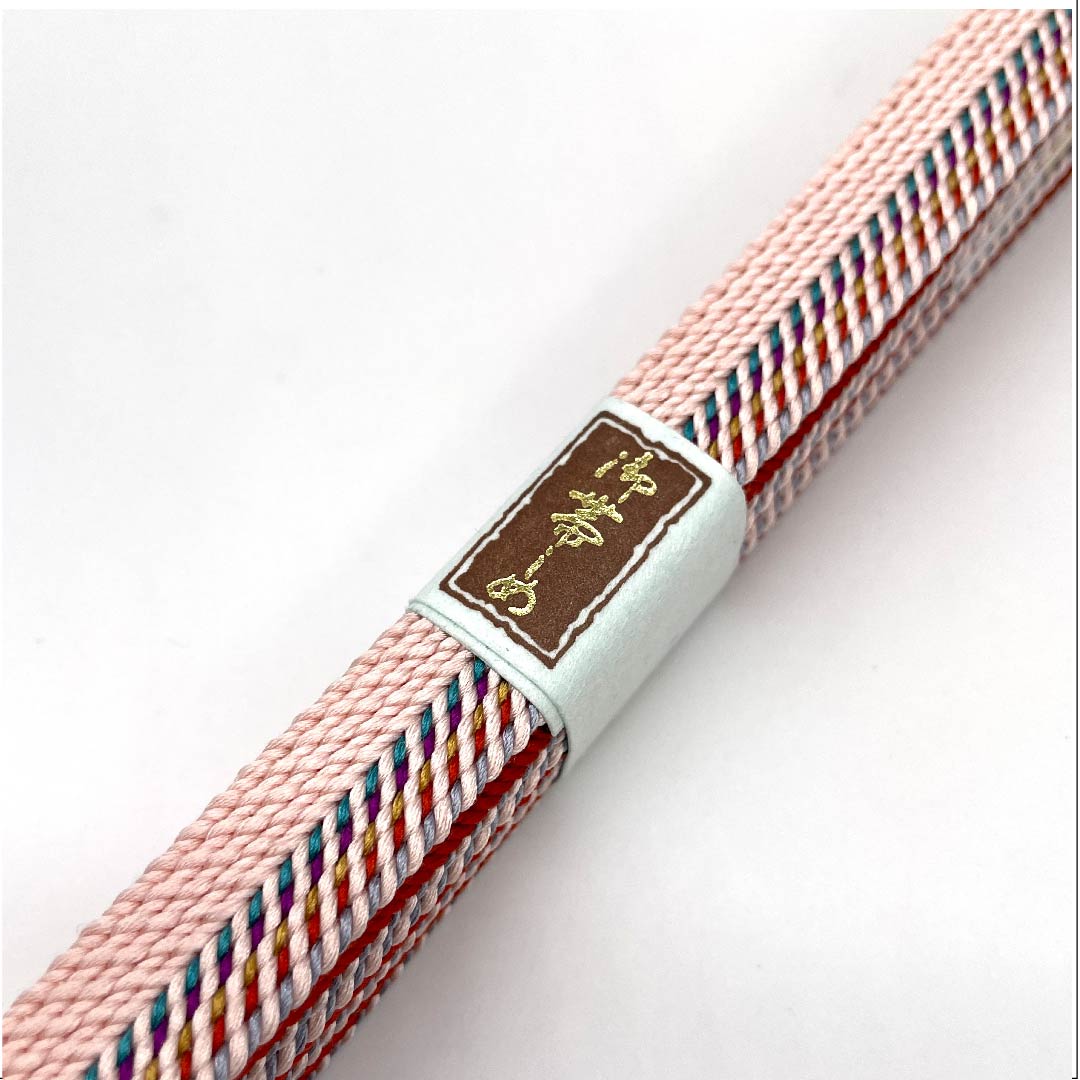 (新古品) 帯締め 正絹 四分紐 曙色(あけぼのいろ) 極彩色三分金銀糸使用 新古品 長さ約165cm 幅約1.5cm セミフォーマル Sランク ピンク系 1135002682313