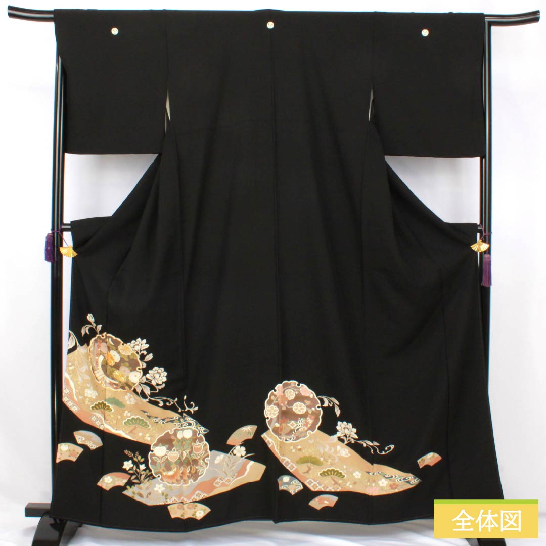 リサイクル着物】黒留袖 正絹 Bランク 身丈161cm 裄丈66cm 袷 京友禅